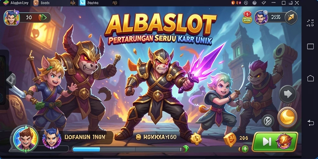 Screenshot gameplay ALBASLOT menampilkan aksi pertarungan yang intens.