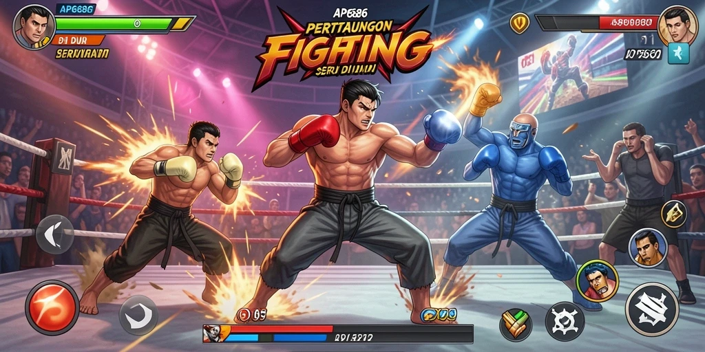 Tampilan gameplay AP686 dengan pertarungan yang seru dan karakter yang unik.