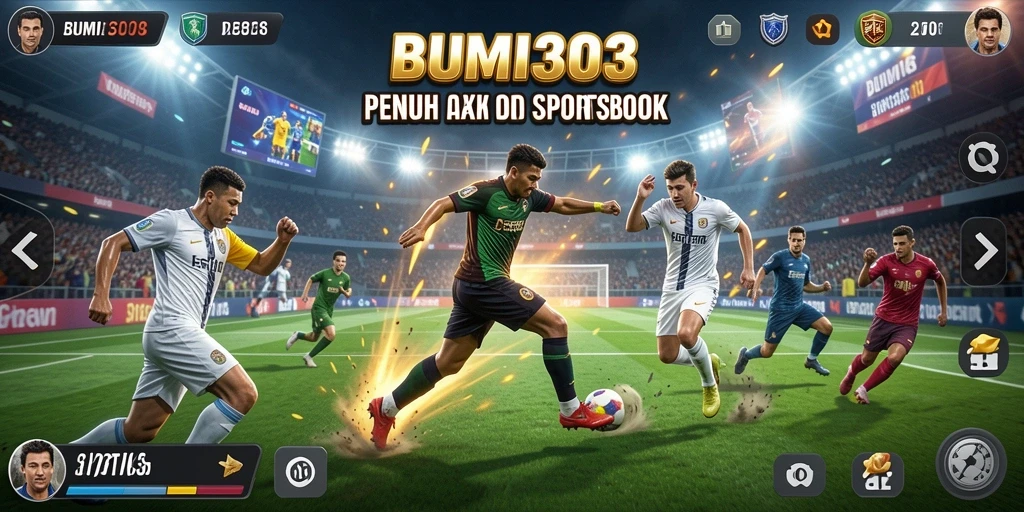 Tampilan utama BUMI303 dengan berbagai pilihan taruhan olahraga.