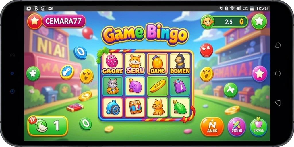 Screenshot tampilan gameplay seru CEMARA77 dengan fitur Bingo menarik.