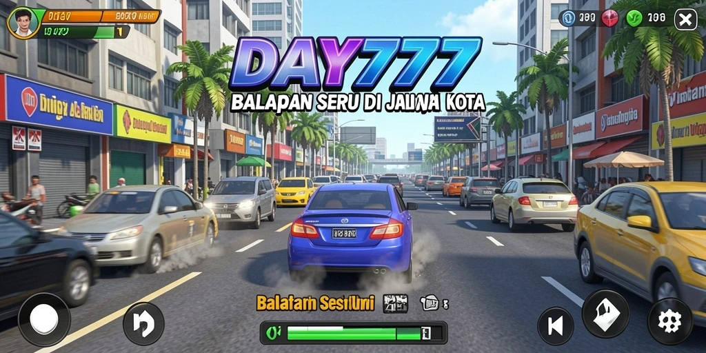 Tampilan gameplay balapan yang menegangkan dan grafis memukau di DAY777.