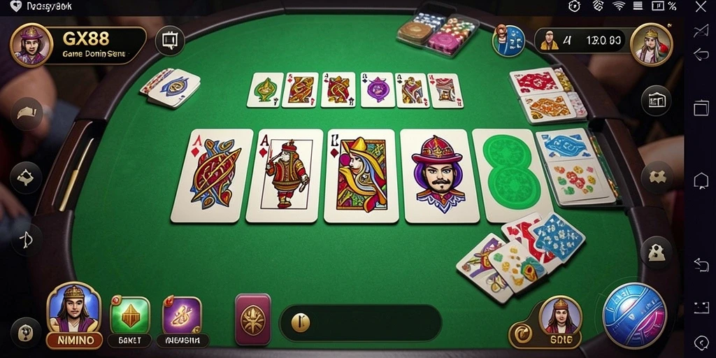 Tangkapan layar gameplay GX88 menampilkan suasana seru permainan Domino.