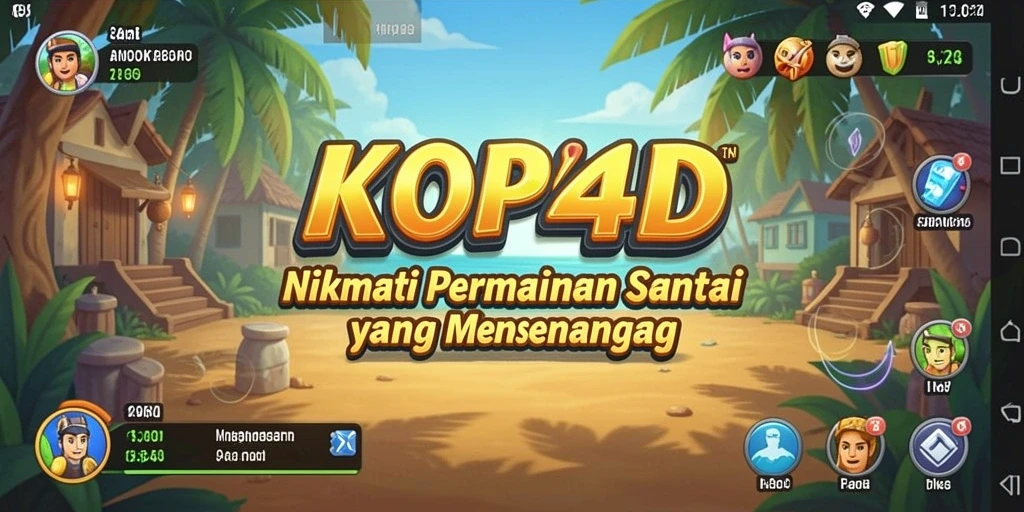 Screenshot menunjukkan gameplay KOPI4D yang seru dan penuh warna.