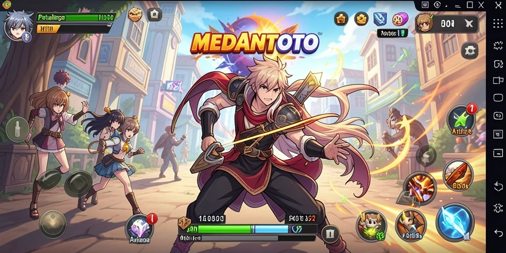 Screenshot menunjukkan karakter anime yang beraksi dalam pertempuran seru.