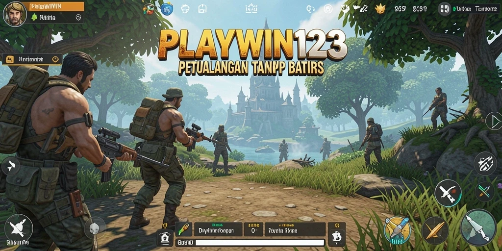Screenshot utama PLAYWIN123 menunjukkan gameplay seru di dunia terbuka yang luas.