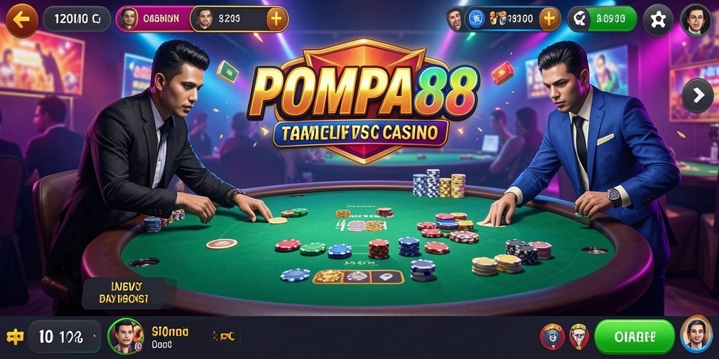 Screenshot POMPA88 menampilkan gameplay Live Casino yang seru dan interaktif.