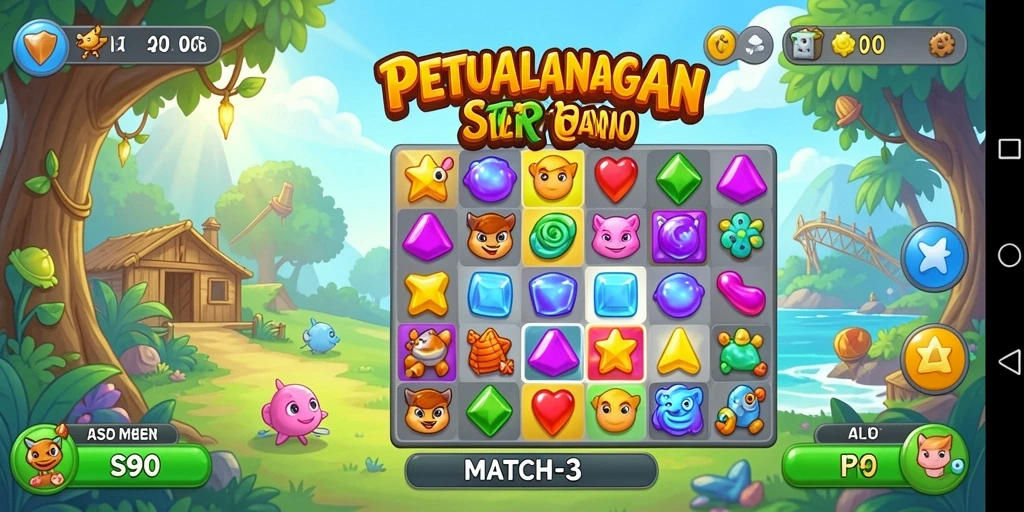 Tangkapan layar S80 menampilkan gameplay seru dalam match-3.