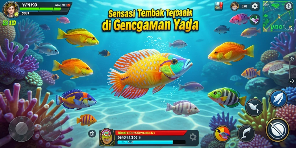 Tangkapan layar gameplay WIN199 menampilkan aksi menembak ikan yang seru.